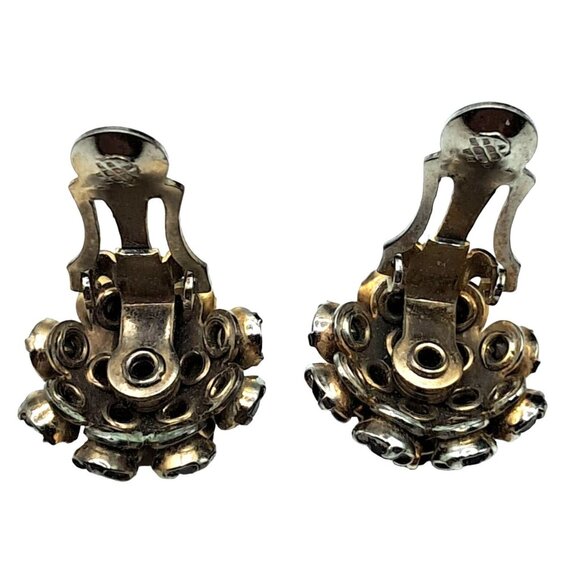 Vintage Purple Rhinestone Earr Gold-Tone Clip-On Earrings With Purple Rhinestone - Picture 7 of 8